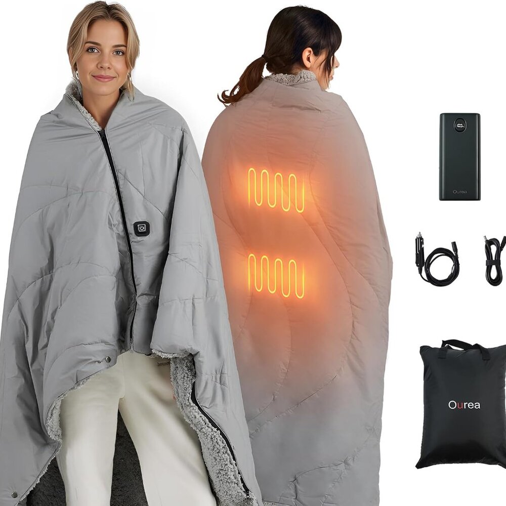 Heated Blanket Battery Operated, Wearable Portable Electric Blanket with Recharg